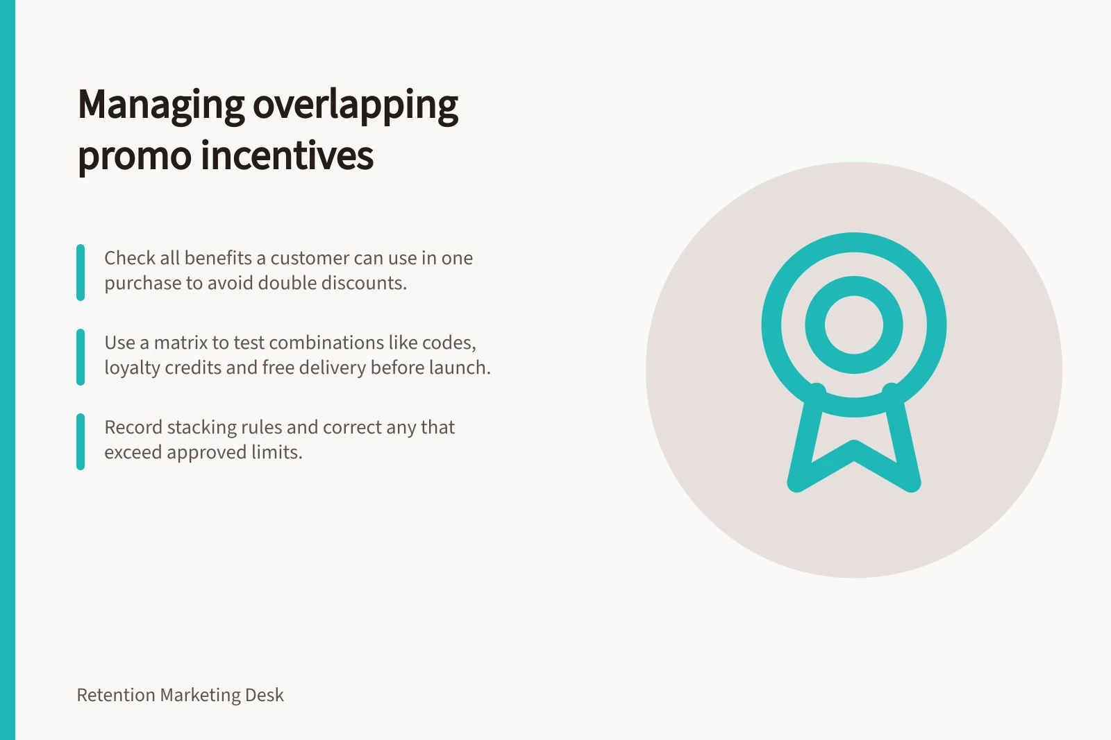Managing overlapping promo incentives: Check all benefits a customer can use in one purchase to avoid double discounts.; Use a matrix to test combinations like codes, loyalty credits and free delivery before launch.; Record stacking rules and correct any that exceed approved limits.